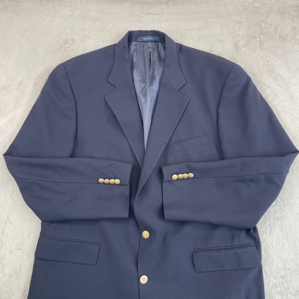 Ralph Lauren Polo University Club Blazer Coat Mens 48 Long Navy Gold Buttons